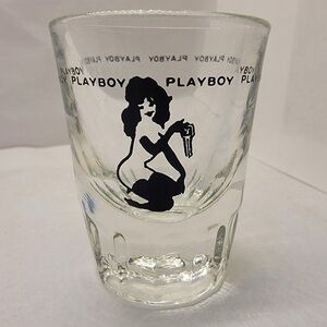 Vintage PLAYBOY BUNDLE OF TWO Shot Glass Leroy Neiman 1960's Art Femlin "Bunny"